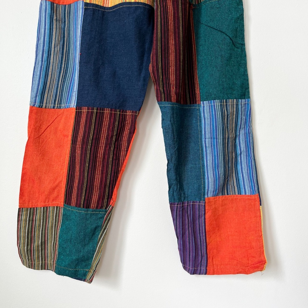 Boho Handmade Cotton Patchwork Pants Womens Small Nepal - Picture 6 of 11